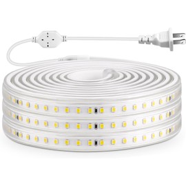 tlinkosta LED Strip Lights Outdoor Waterproof, 600 LEDs, 6500K Cool White, 16.4ft LED Rope Lights for Bedroom, Kitchen, Garden, Patio, Indoor Christmas Decoration, AC 110V (White Light, 16.4 ft)