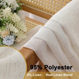 OWENIE - Juego de 2 cortinas cortas, semipuradas de mezcla de lino de 54 pulgadas de largo, para ventana pequeña, cortina natural para recámara/sala de estar, cortinas de granja con bolsillo para