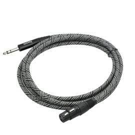 Rayzm Female XLR to Male 6.35mm Nylon Braid Microphone Cable, 3 Meters Balanced 3-Pin XLR to 6.35mm TRS Stereo Jack Cable Cord, Metal Connectors