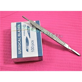 Cynamed 1 Scalpel Knife Handle # 3 & 4 + 100 Pcs Sterile Blade #10#15#20#22 Basic Scalpel Knife Set