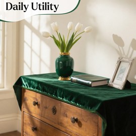MANSPHIL Green Velvet Table Runners 36 Inches for Party, Small Dresser Runners for Bedroom Nighstand Cover Top, Luxury Table Decorations for Dining Room Wedding Kitchen