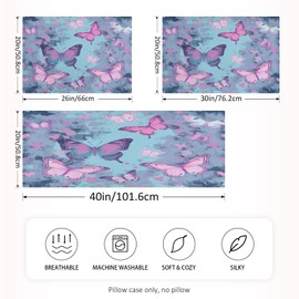 Zhirexin Butterflies Satin Pillowcase, Smooth and Cool Silk Pillow Case, Soft and Breathable Envelope Closure Silk Pillowcase for Hair and Skin,Standard Size 20 x 26in