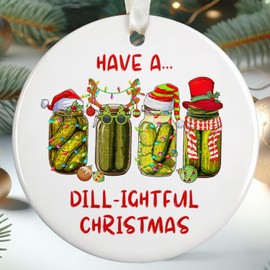 Pickle Ornaments for Christmas Tree - Pickle Gifts for Women, Men - Ceramic Ornament