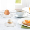 Ziyonix 4 Pieces Egg Cups, Egg Cracker Cutter White Plastic