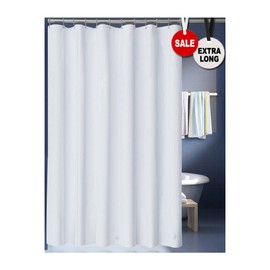 LanMeng Solid Fabric Extra Long Shower Curtain Liner for Bathroom, Hotel Quality Machine Washable (72-by-78 inch, White)