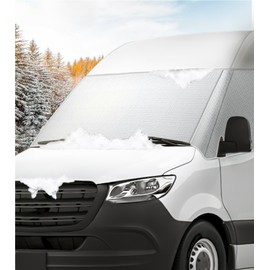 VANNCAMP Windshield Cover for Mercedes Sprinter 2007-current, Thick Oxford Front Window Sunshade, Exterior Windshield Cover for Ice & Snow, Gray with Mirror Cutouts