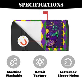 Mardi Gras Mailbox Cover New Orleans Brazi Carnival Letterbox Covers Fat Tuesday Decor Mardi Gras Decorations for Outdoor Garden Yard Mailbox