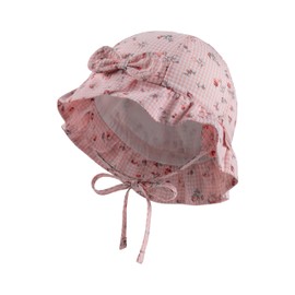Sterntaler Baby Hat Vichy Checked Tie Band - Girls' Baby Hat with UV Protection 50 Made of Cotton Blend - Peaked Cap for Babies, Pearl Pink