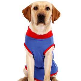 Dog Recovery Suit Stretchy Prevent Licking Adjustable Pet Post Surgery Shirt for Abdominal Wound Blue L