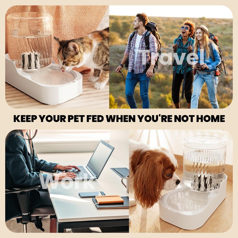 JUNSPOW Automatic Cat Water Dispenser, Dog Water Bowl Dispenser Adjustable