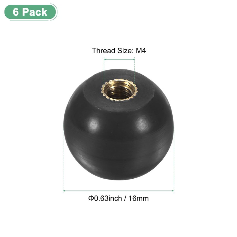 M METERXITY 6-Pack Threaded Ball Knobs, M4 Female Thread 16mm