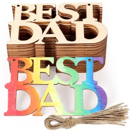 20 Pcs Father's Day Unfinished Wood Crafts, DIY Best DAD Wood Cutouts Father's Day Wooden Letter Ornaments Tags, Best DAD Crafts for Kids Painting Dad's Birthday Party Gifts (Best DAD)