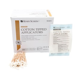 Henry Schein Cotton Tipped Applicators, 3 inches, Non-Sterile, Wood Handle, Single Use, 1000/Box