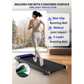 Walking Pad with Incline, Portable Under Desk Treadmill for Home Office, 2.5 HP Quiet Compact Walking Machine with Remote & LED Display,Speed/Time/Distance/Calories