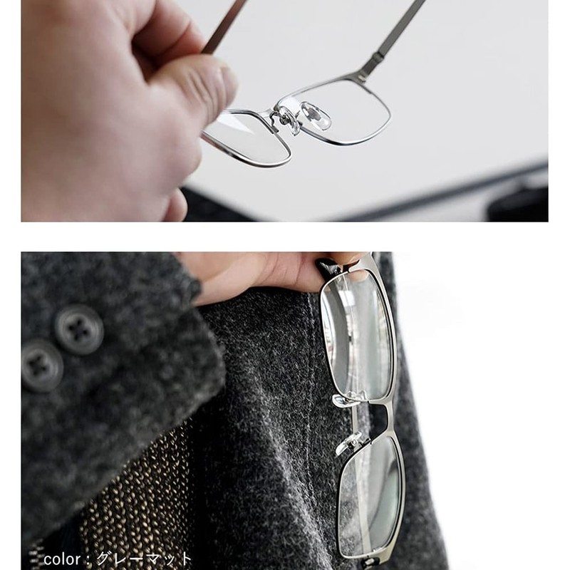 LANCETTI 老眼鏡 メンズ おしゃれ ブルーライトカット 度数 1.0 シルバーマット LC-R701