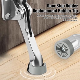 6-Pack Door Stopper Replacement Rubber Tips, Heavy Duty Kickdown Door Stop Tips Repair Set for Kickdown Drop Down Door Stop Holder Ribbed Rubber Foot Door Stop Tips