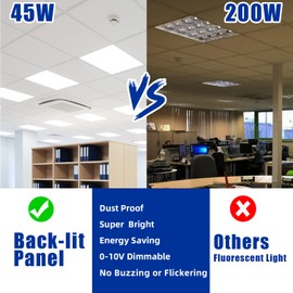 2x2 LED Flat Panel Light 4 Pack, 45W 5800LM 2x2 LED Light Drop Ceiling, 5000K Recessed Edge-Lit Lights 0-10V Dimmable, 100-277V LED Drop Ceiling Lay in for Office Fluorescent Replacement, ETL Listed