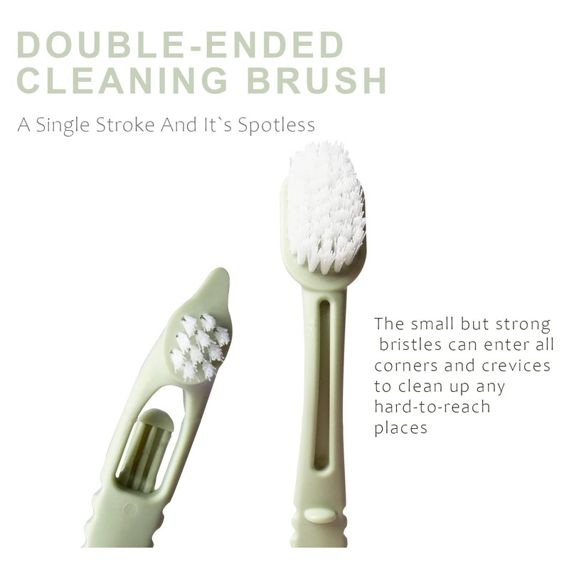 Bird Cage Cleaning Brush,Two Brush Heads,Long-Handled Tool for Cleaning Parrot