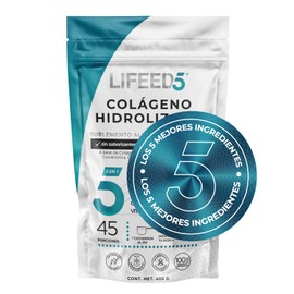 LIFEED Suplemento Colágeno Hidrolizado Puro en Polvo, Frasco con 405 g  Rinde 45 porciones por envase. Contiene colágeno hidrolizado, calcio y...     