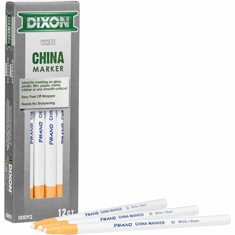 Dixon® Phano® China Markers, White, Box Of 12