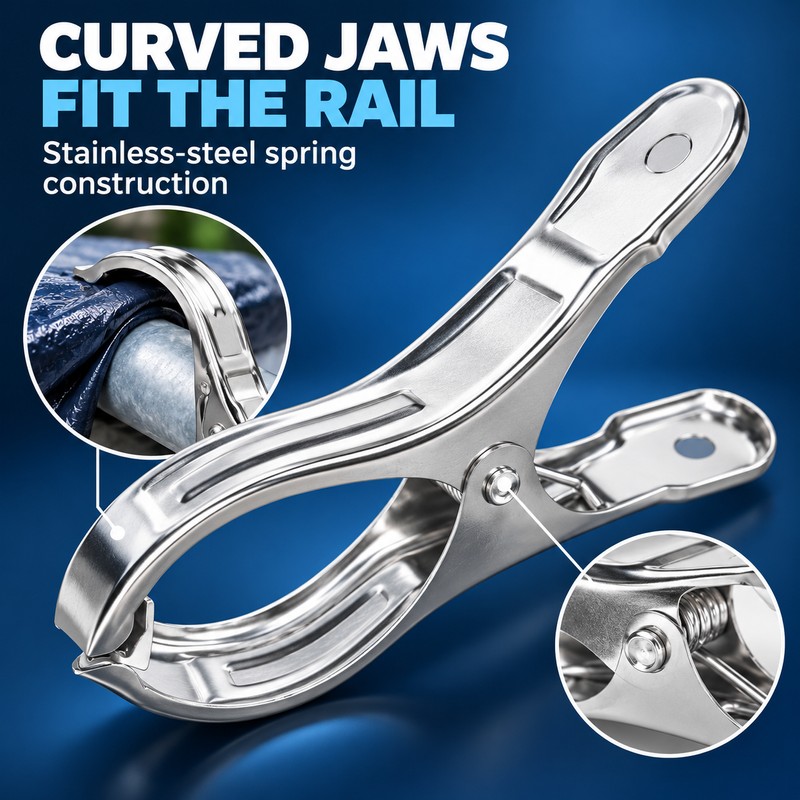 12 Pack Stainless Steel Pool Cover Clips, Heavy Duty Windproof