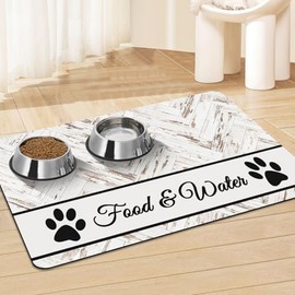 Pet Feeding Mat - Absorbent Dog Food Mat for Floors Waterproof，Dog Cat Placemat Mat for Food and Water Bowls - No Stains No Sliding Quick Dry