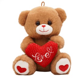 Landahl & Baumann - Cuddly Toy Bear with Heart 20 cm - Stuffed Toy for Cuddling and Playing - Soft Plush Toy for Babies & Children - Toy Washable & Recycled Filling - Gift Idea (Brown)