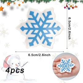 Whaline 4Pcs Winter Coffee Spoon Rest Blue Snowflake Ceramic Spoon Holder Snowflake Shaped Sauce Dishes Ring Dish for Xmas Winter Kitchen Home Office Decor