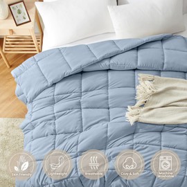 Homelike Moment Twin Comforter Duvet Insert - Blue Down Alternative Bed Comforter Twin Size, Lightweight Bedding Comforters Quilted Soft All Season Blue