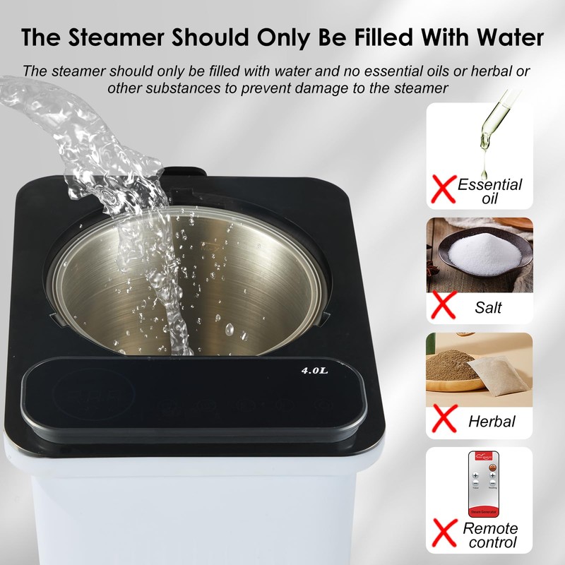 amocane Sauna Steamer Pot, 4L 1400W Portable Steam Generator Spa