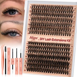 Higu Clace Wimpernverlängerung, 280-teiliges Set Wimpernverlängerung, 30D + 40D, individuelle falsche Wimpern, 7 Tage Halt, mit Applikator, Wimpernkleber und Versiegelung (Set 30D + 40D)