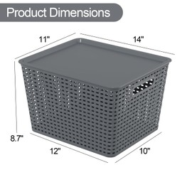 Zopnny Plastic Storage Baskets with Lid, Stackable Storage bins for Organizing Shelves Drawers Desktop Closet Playroom Classroom Office, 6 Pack, 20 Quart