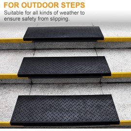 Spurtar Rubber Stair Treads, 30" x 10" 3PCS Outdoor Rubber Stair Treads Non-Slip for Wooden Concrete Marble Tile Metal Steps Black