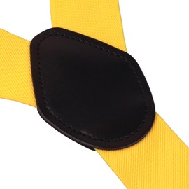 GHCHOL Mens Suspenders with Strong Metal 6 Clips Adjustable Elastic Y Style Leather Suspender for Wedding (Golden Yellow)