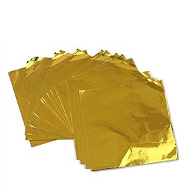 300 Pcs Aluminum Foils Paper Chocolate Candy Wrapping/Packing Sheets, 6x6 Inches (Gold)