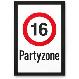 DankeDir! 16 Partyzone - Schild Geschenk 16. Geburtstag Geschenkidee Geburtstagsgeschenk Sechzehnten Geburtstagsdeko Partydeko Party Zubehör Geburtstagskarte