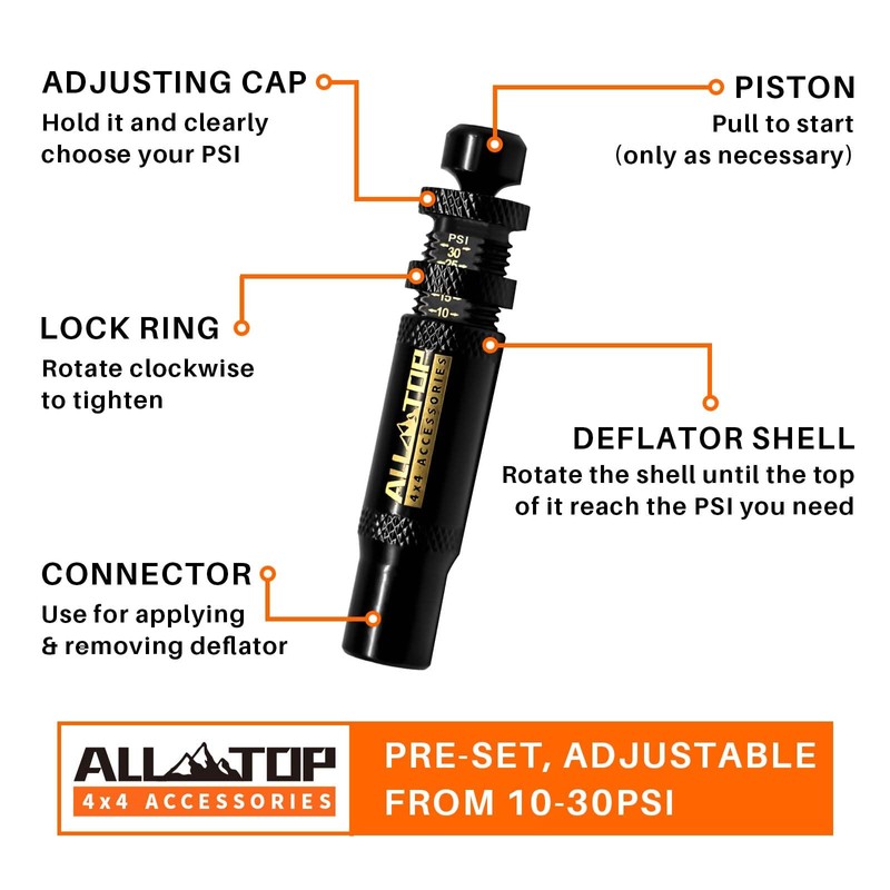 ALL-TOP Adjustable Auto-Stop Tire Deflator Valve Kit (10-30 PSI) 4