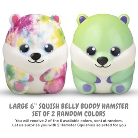 6" Belly Buddy Hamster Squishy - Forest & Twelfth Slow Rising Animal Squishy Toys for Kids, Fidget Toys Squishy Stress Relief Toys for Kids and Adults, Comes in Random Colors (Pack of 2 Random)