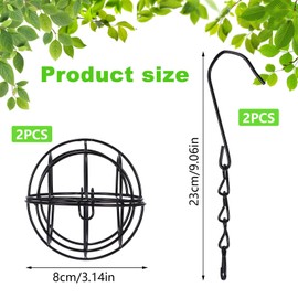 Fat Ball Bird Feeder 2 Pcs Bird Feeder Hanging Bird Feeder Metal Fat Ball Bird Holder with 2 S-shaped hooks for Outdoor Garden Wildlife Birds Finch Sparrow Robin