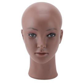 Female Bald Manikin Head Makeup Practice Washable PVC Mannequin Head Stand for Wig Making Hat Display