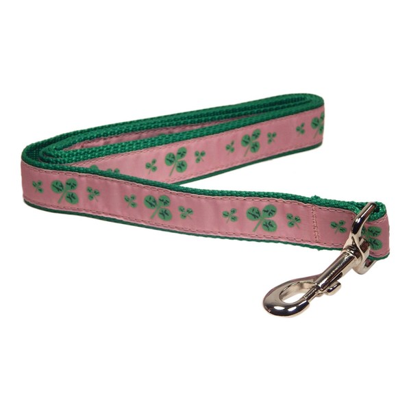 Preston "Shamrocks on Pink" Dog Leash, MEDIUM and LARGE Dogs,