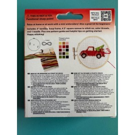 KIKKERLAND MINI CROSS STITCH EMBROIDERY KIT PICKUP TRUCK W/ CHRISTMAS TREE