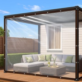 1 Stück YceLon Transparente Plane mit Ösen – wasserdichte Abdeckplane 2x3m, Durchsichtige Tarp für Gewächshaus, Balkon Regenschutz, Outdoor Vorhang Wetterfest mit 5m Bindeseil