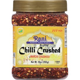 Rani Crushed Red Pepper Flakes Chilli (Pizza Type Cut) 10oz (283g) PET Jar ~ All Natural, No Color added, Gluten Friendly | Vegan | NON-GMO | Kosher | No Salt or fillers