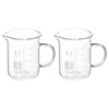 PATIKIL 2Pcs 100ml Glass Beaker with Handle, 3.3 Borosilicate Glass