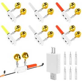 OneNine Pack of 6 Fishing Alarm Bell, Bite Alarm, Fishing, LED Glow Sticks, Fishing, Electronic Bite Alarm Fishing