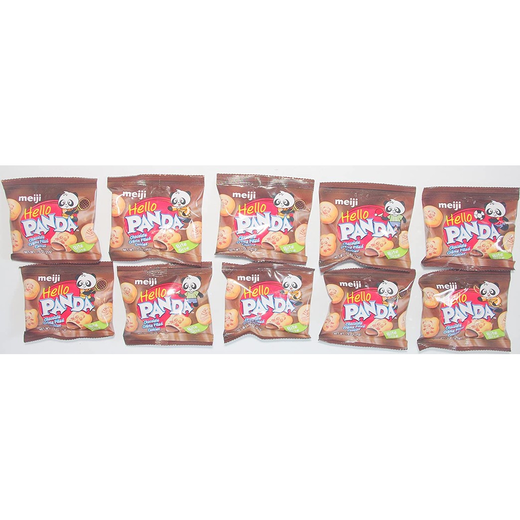 Hello Panda Chocolate Creme Filled Bite Size Cookies 10 (.75 Oz.) Bags - Small Storage Space Friendly