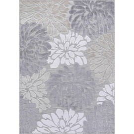 LuuL Home Floral Indoor Outdoor Rugs 6x9 Large Area Rug for Living Room, Patio Decor, Kitchen, and Entryway Rug, Washable Stain Resistant Outside Carpet Beige 6 x 9