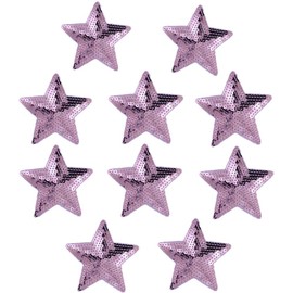 Ximkee Pack of 10 Shiny 5 Star Sequins Sew Iron on Applique Embroidered Patches-Purple