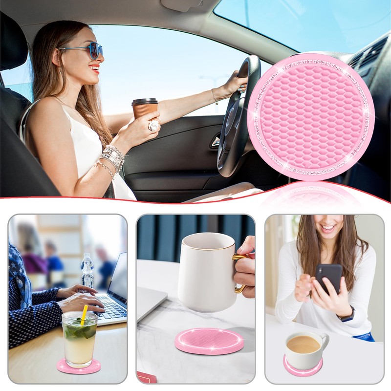 COCASES Car Coasters, 4 Pack Universal Vehicle Bling Car Coaster,